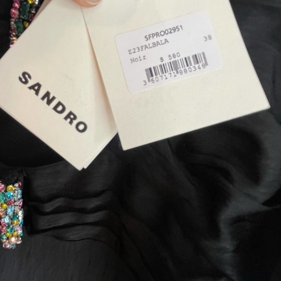 Sandro Falbala Embellished Cutout Black Midi Dress Size 38 /US 6 NWT Retail $580 - Picture 12 of 12
